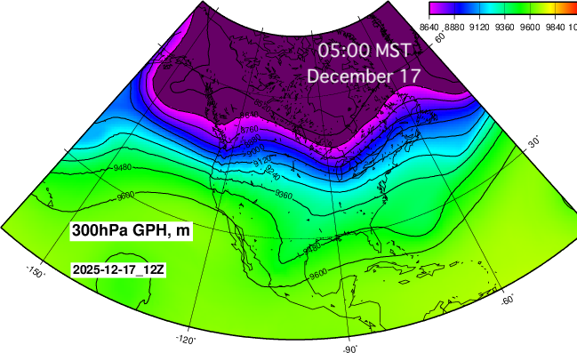 NOAA GFS 高層予報 2025年12月17日前後