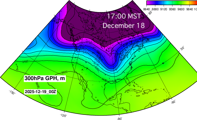 NOAA GFS 高層予報 2025年12月17日前後