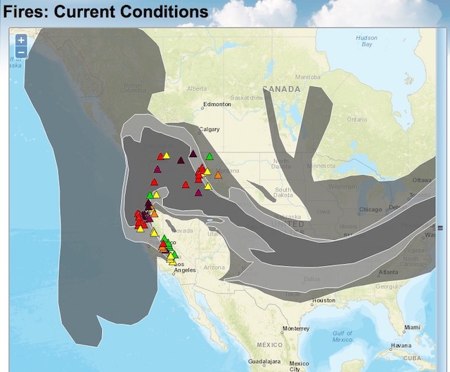 山火事の影響　予報 NOAA