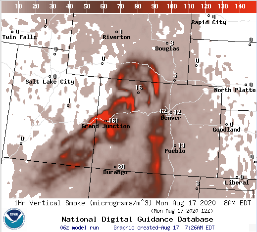 NOAA 山火事の煙の予報 コロラド州